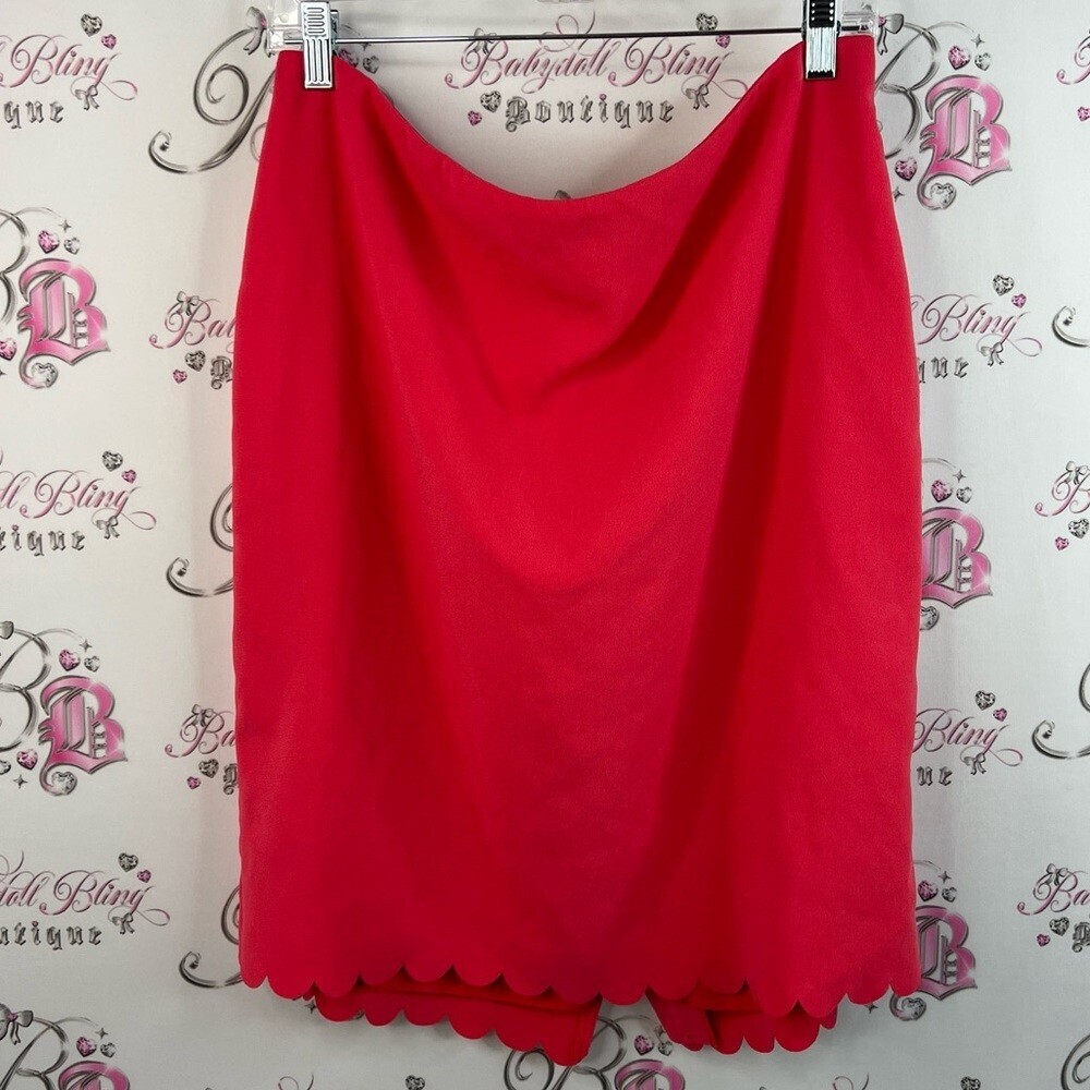 Banana republic Skirt scallop hem detail bright Elegant Red Scalloped Hem Skirt